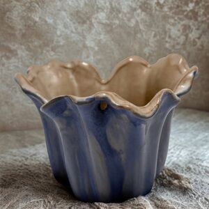 Vintage Stangl Pottery Terra Rose Small Planter Cache Pot Blue Tan USA